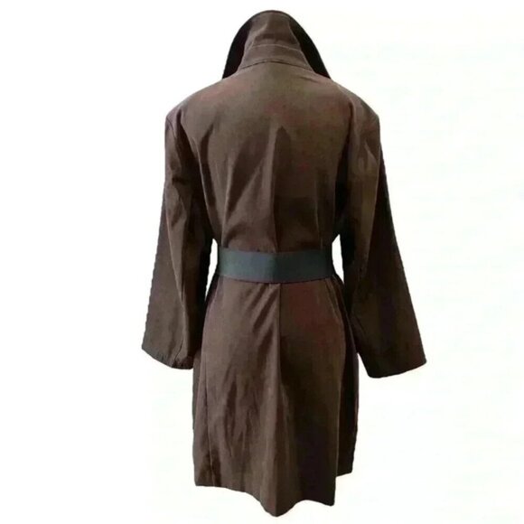 Vintage Shirt Dress Long Sleeves Dark Chocolate Brown  Micro Suede Size 16 - Picture 2 of 16